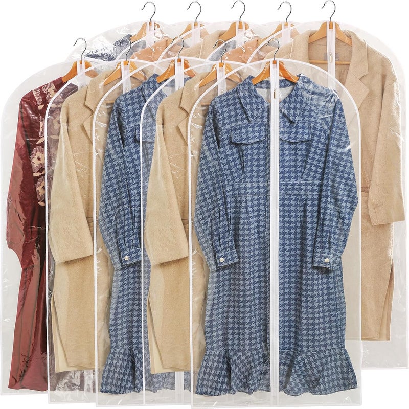 Perber All Clear Garment Bags for Hanging Clothes, 48" Suit Bags for Closet Storage, Plastic Dustproof Suit Cover Bags, Clothes Protectors Bag with zipper for Coats, Jackets, Shirts（10 Packs） - Image 1